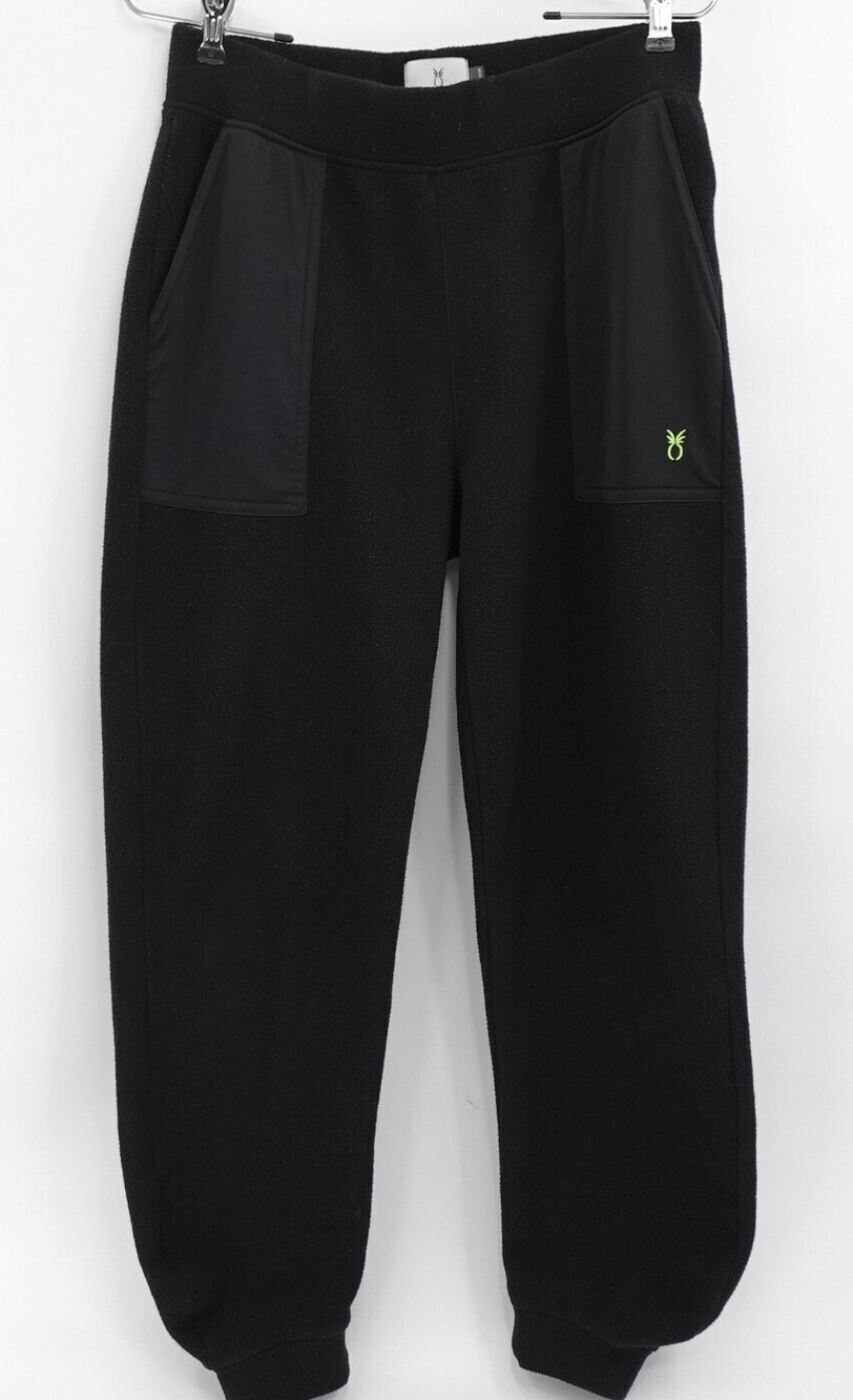 Dudley Stephens Joggers Womens Medium Black Fleece Pockets Stretch Lounge Pants